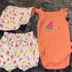 Orange and White Kids Summer Outfit Set